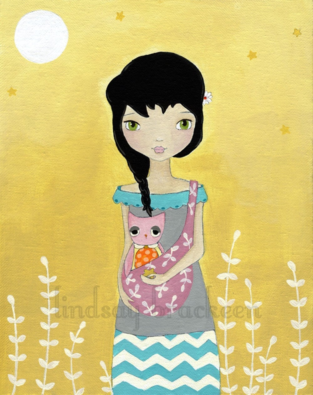 Owl Kids Nursery Girl Print