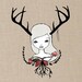 Deer Antler Nature Woodland Forest Girl Art Print