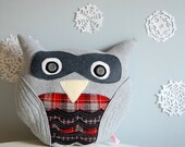 large gray owl pillow