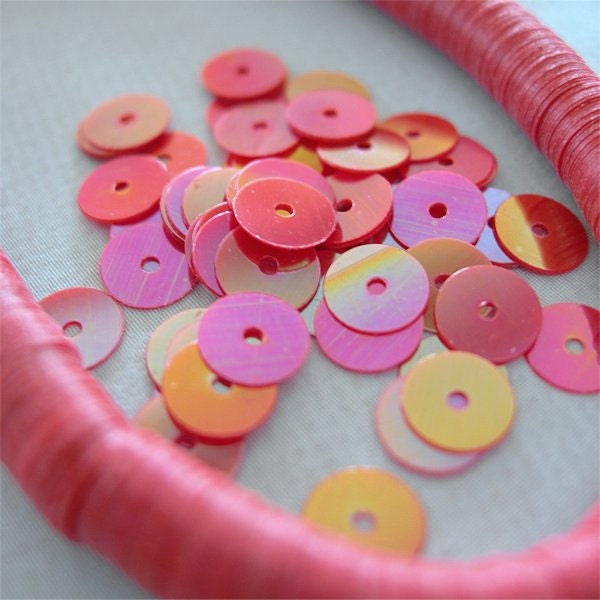 Vintage Sequins Strand RED CLAY AB full strand flat couture lot