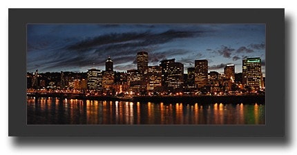 Portland Oregon Skyline at Night Matted Print