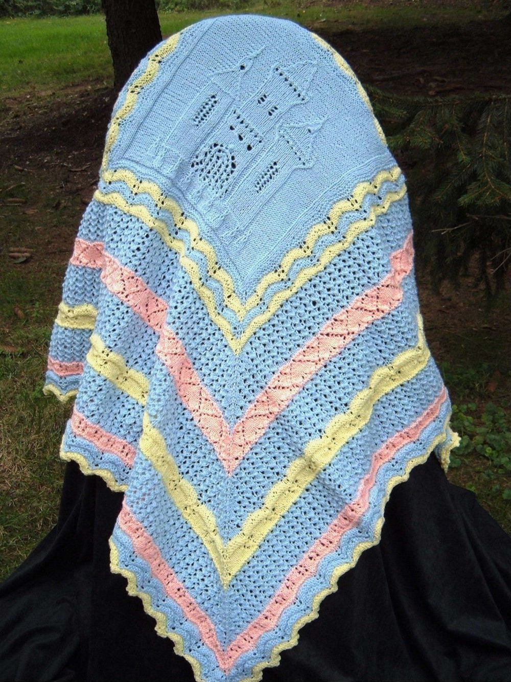 Blue Castle Baby Afghan Blanket - Lace