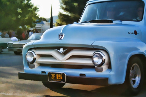 Back To School Digital Photograph Vintage Sky Blue Truck Hod Rod Art Commercial Use