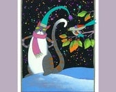 Cat Art Giclee Print 12 X 16 - "Move It Tuna Breath" - Lavender Mat Limited Edition
