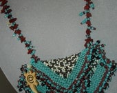 Red Jasper and turquoise blue Amulet Bag