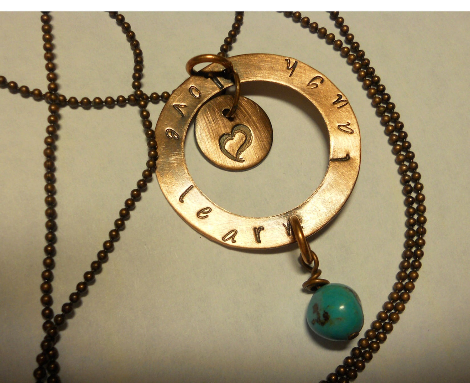 Teacher copper disc necklace made to order teacher,mom,graduate,grama, auntie