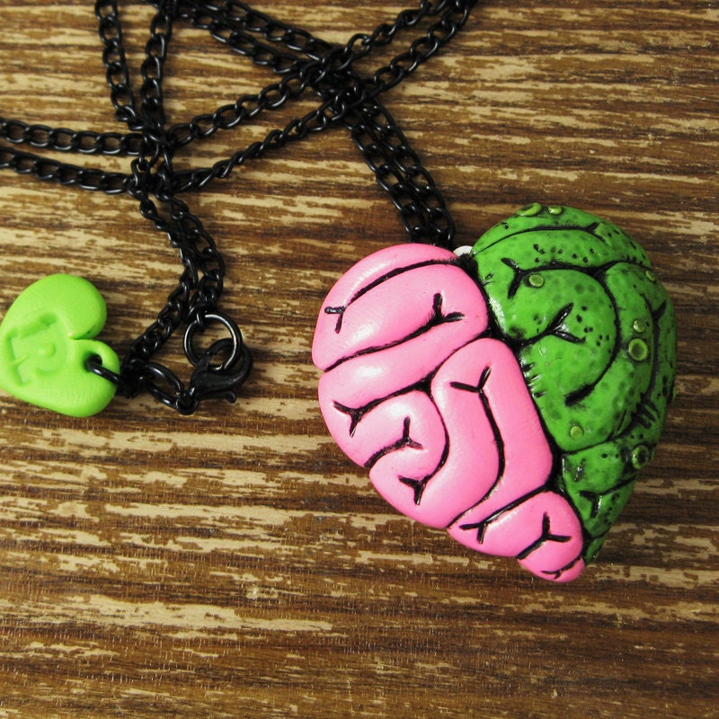 Half Zombie Brain Locket Necklace