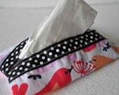Fabric Travel Tissue Cozy Birds Black
