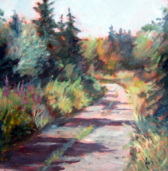 Original Plein Air 10x10 Painting - Camp Road
