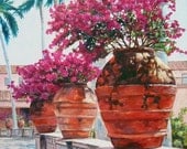 16x20 Original - Flower Pots on Veranda