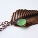 Green Leaf Necklace Antiqued Copper Gemstone Chalcedony