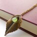 Green Leaf Necklace Antiqued Copper Gemstone Chalcedony