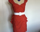 Red Polka Rockabilly "Dahlia" Dress and Belt-----------custom sized