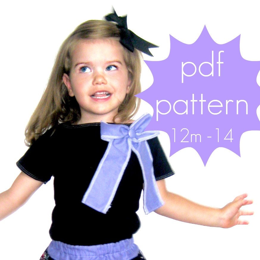 Easy Cap Sleeve Tee - INSTANT download - PDF Sewing Pattern -12m - 14 and doll/preemie