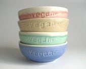 Vegan cereal bowl set of 4 in unmatchy colors with stitching - MADE TO ORDER.