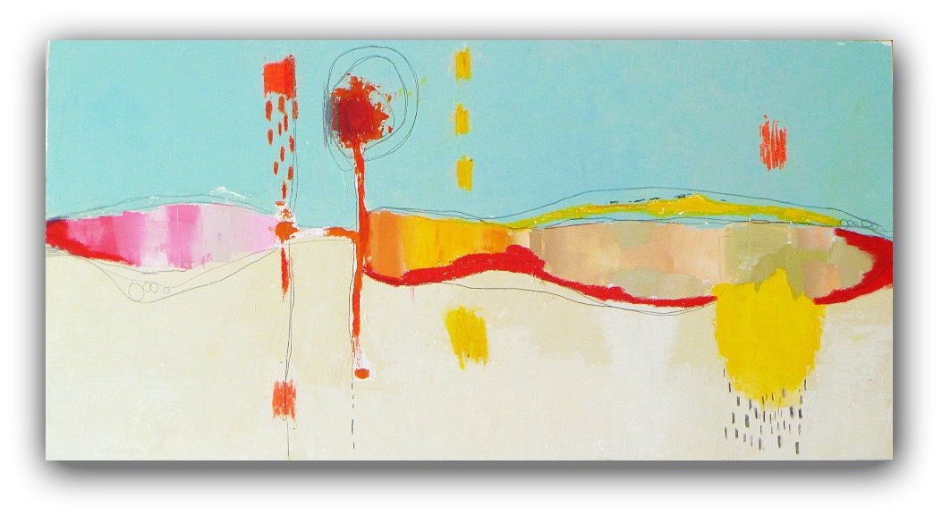 Modern Art Large Original Abstract Painting by Christina Romeo 36" x 18" Titled "BackSpace"