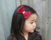 Bow Hair Clip or Pin, Hand Knit and Made to Order