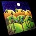 Peace On Earth Green Gold Hills Landscape Painting Folk Art Colorful Whimsical Art