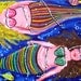 Whimsical Mermaids Fish Fun Sea Original Painting Folk Art renie