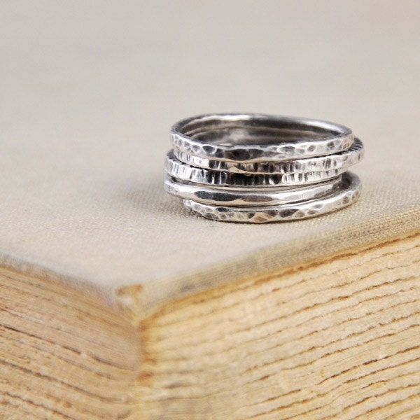 Silver Stackable Rings  / Valentine Gift / Custom/ Simplistic Style / Vintage Modern Style