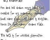 Font, hand drawn, script font, grunge, wiccked stepmother fonts, ttf font file, WS KnamePlate, by melanie j cook, for wiccked.