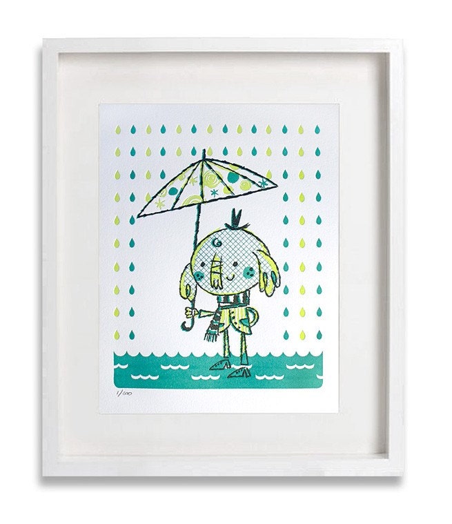 Elephant Umbrella / Letterpress