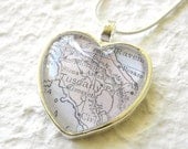 World Traveler Heart Shaped Map Necklace - Tuscany, Italy featuring Siena, Arezzo, Florence, Lucca, and Pisa