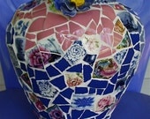 Blue Rose Pique Assiette Mosaic Flower Vase