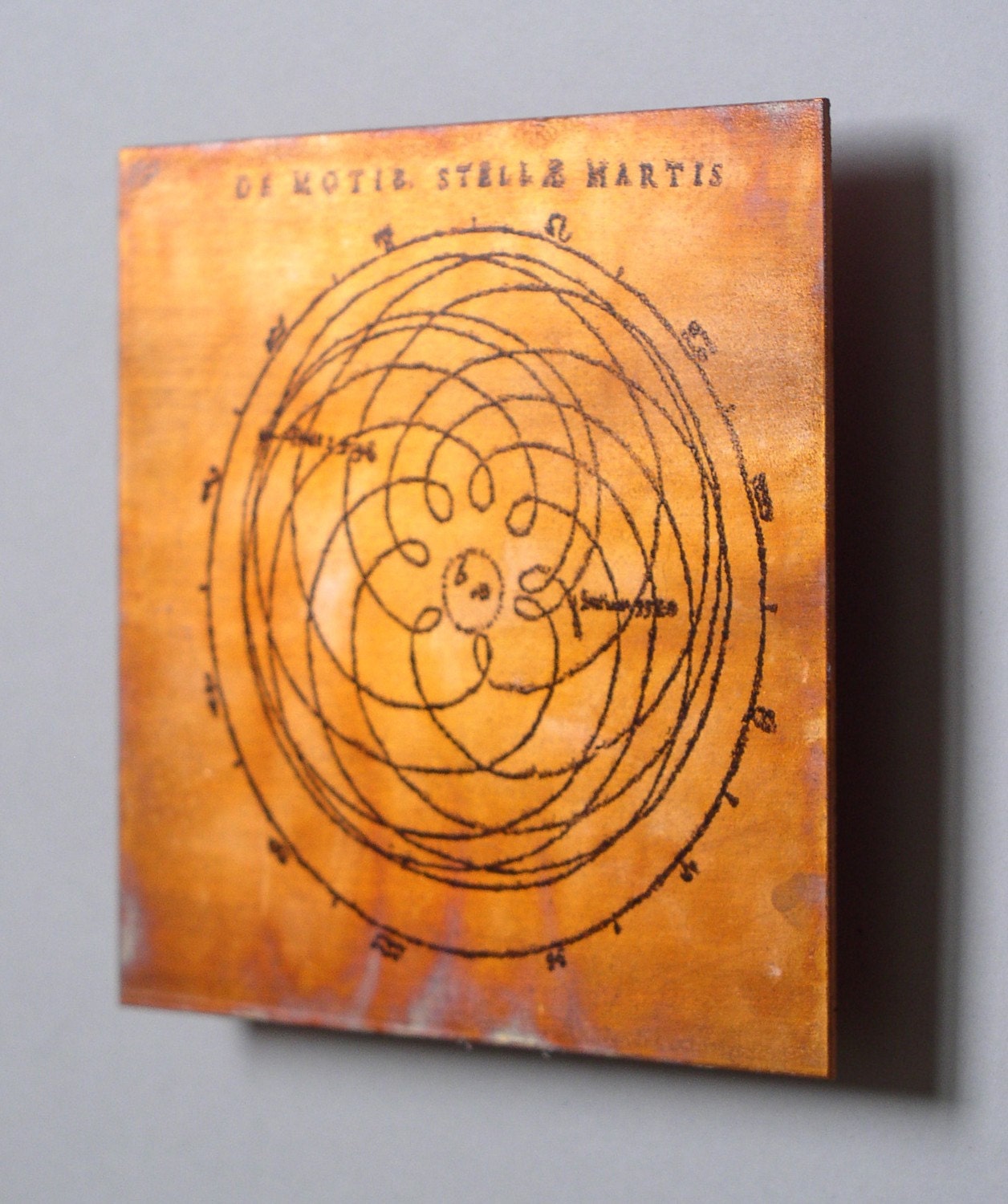 Science drawing on copper metal art 4x4