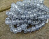 Light Montanna Blue Czech Glass, Round Pumpkin Beads, Full Strand of 25 Beads, 6X9mm