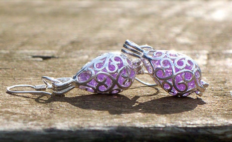Recycled Amethyst Bottle Earrings