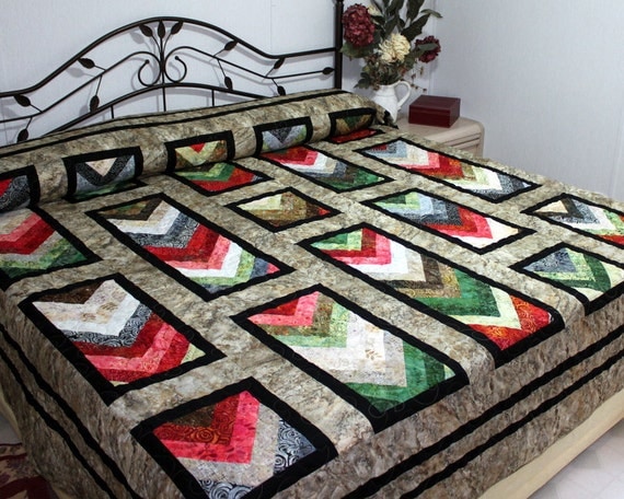 King Bed Quilt STRAWBERRY FIELDS FOREVER in Batik 103" x 103"