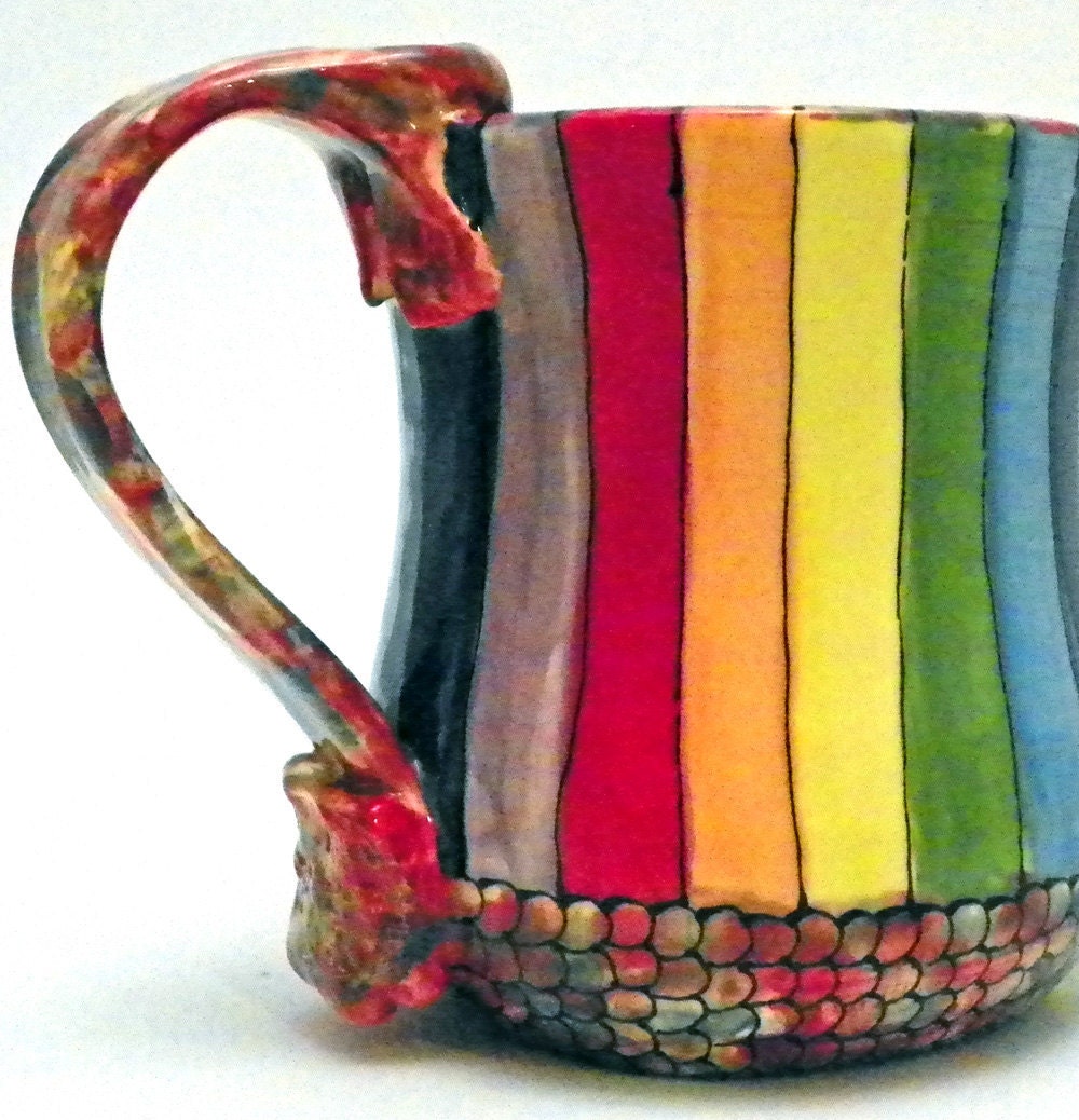 Ceramic Mug Rainbow Striped Roy G Biv Made to Order