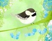 Bird Wall Art Print - Chickadee Small Print - Nursery art prints, baby nursery, nursery decor, nursery wall art, kids art