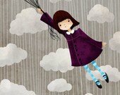 Childrens Wall Art - Wherever the March Winds Blow Print - girl, storybook, baby nursery, nursery decor, nursery wall art, kids art