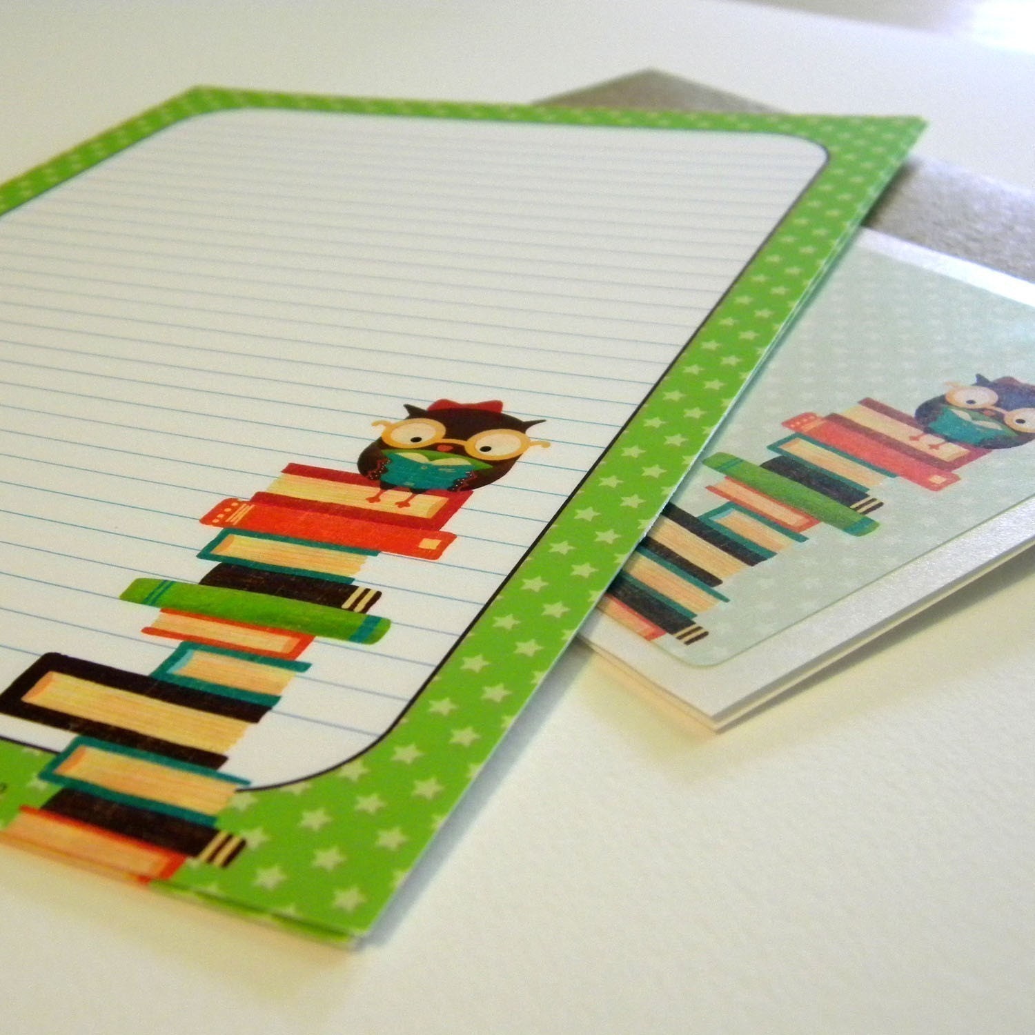 Cute Owl Stationery - Bookish Owl Too Mini Letter Writing Set -- Stationery Set