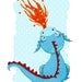 Children's Art Print - Blue Dragon Print - Kids Room or Nursery Decor