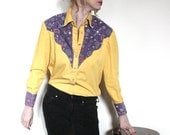 Vintage 1970s Yellow and Paisley Western Shirt