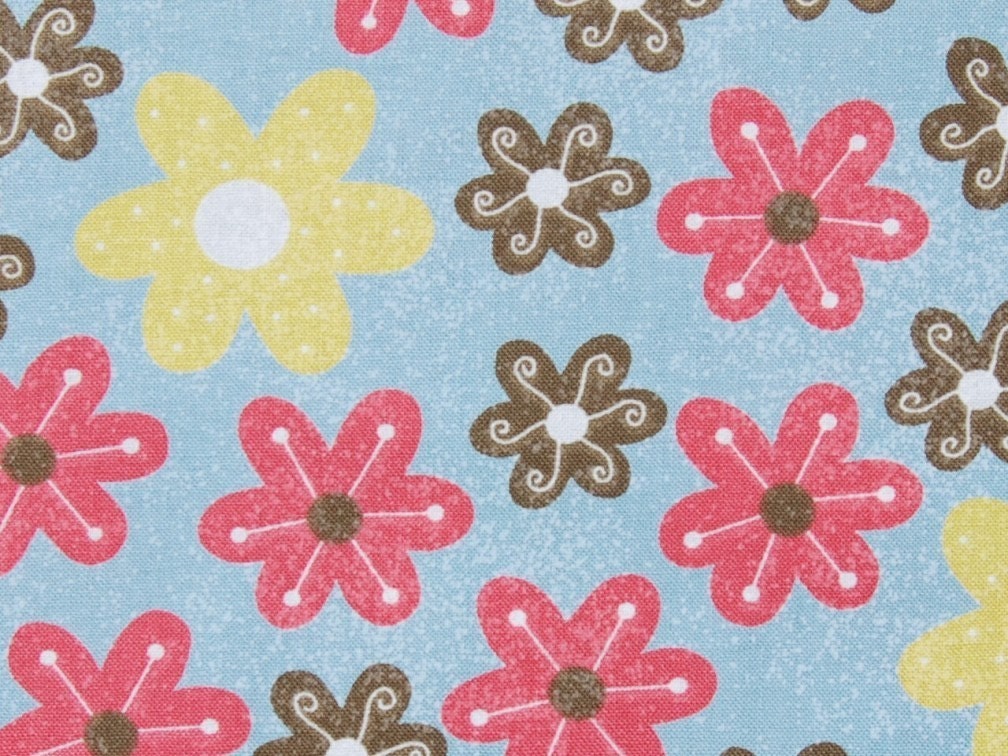 CLEARANCE - Half Yard of Cotton Candy - Floral in Aqua by Clothworks