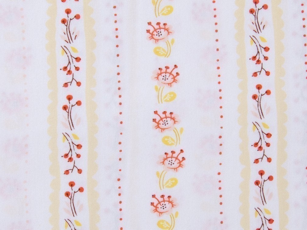1 Fat Quarter of OOP West Hill by Heather Ross - Floral Stripe in Cornsilk