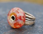Bronze Boro Lampwork Glass Beaded Ring Autumn Fades