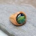 Wood Ring Glass Cab Fused Dichro Wooden Jewelry Green The Secret and the Stone Size 9