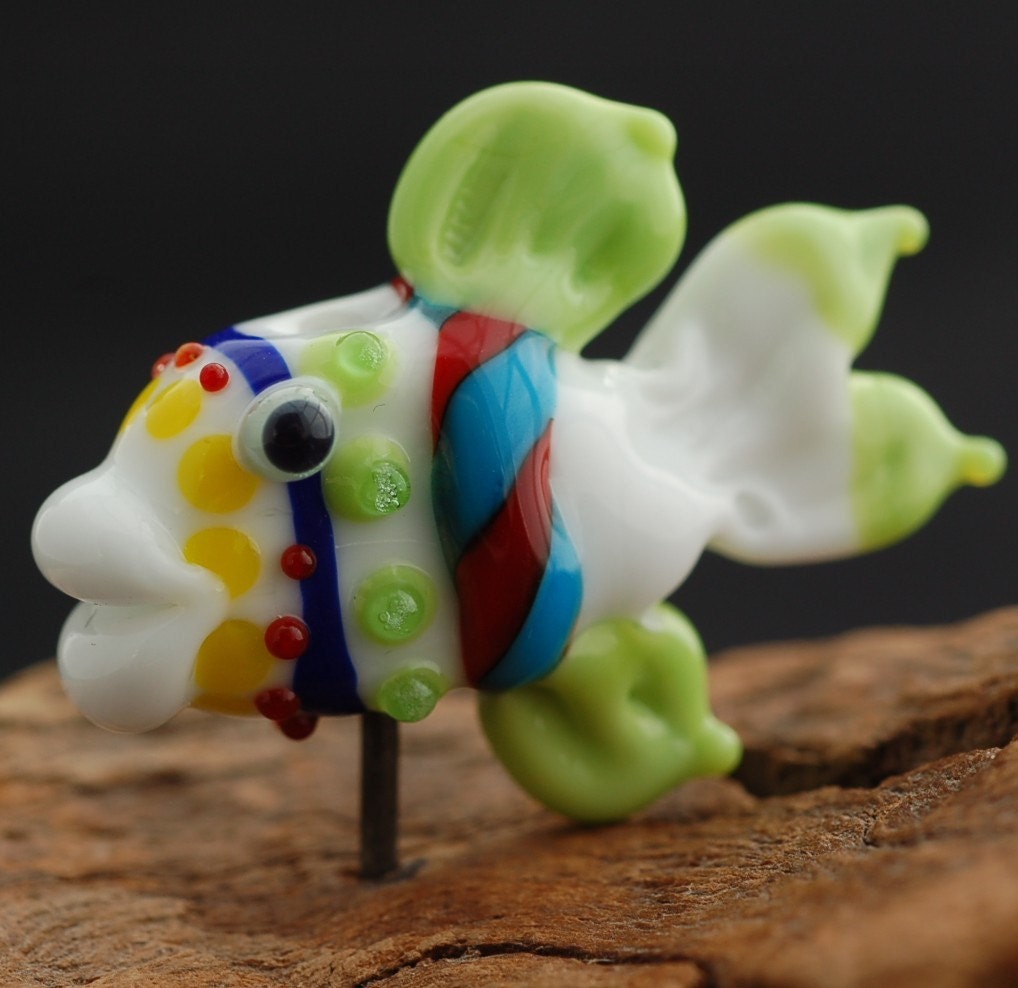 Natalia the Fish Lampwork on a Interchangeable Pendant and Sterling Silver Necklace by Melissa Vess Glass Art - SRA