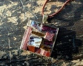 Dark Red and Coppery Mosaic Pendant