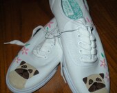 Handpainted Pugs on Ladies Sneakers