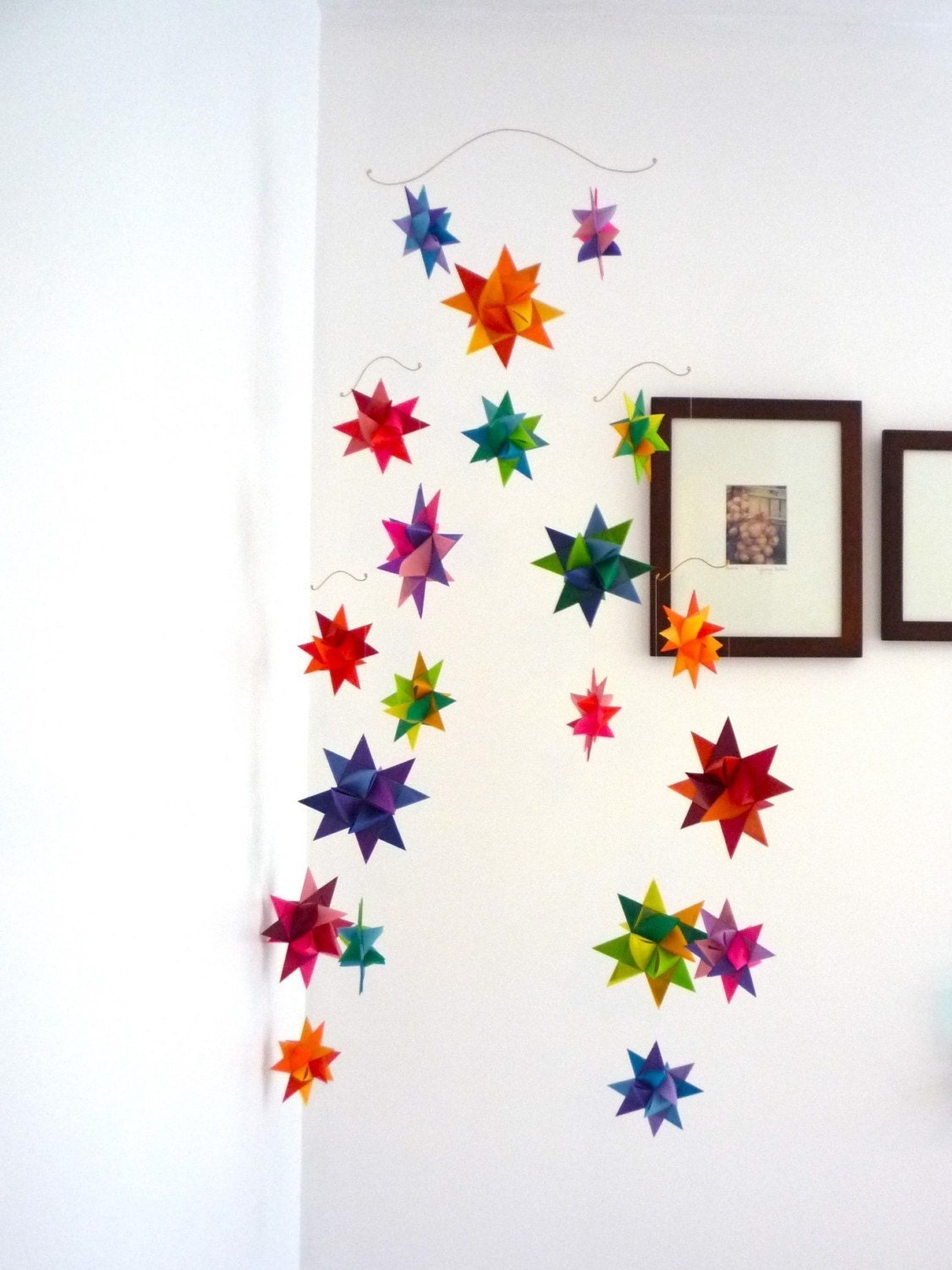 Hanging Nursery Origami Star Mobile -'Cassiopia' Rainbow