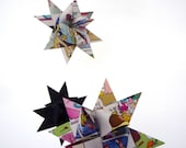 Hanging Origami Star Mobile -'Antila' Funnies Newspaper Recycled