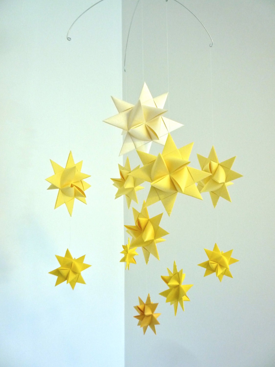 Baby Mobile Hanging Origami Stars -'Ursa Minor' Soft Yellows
