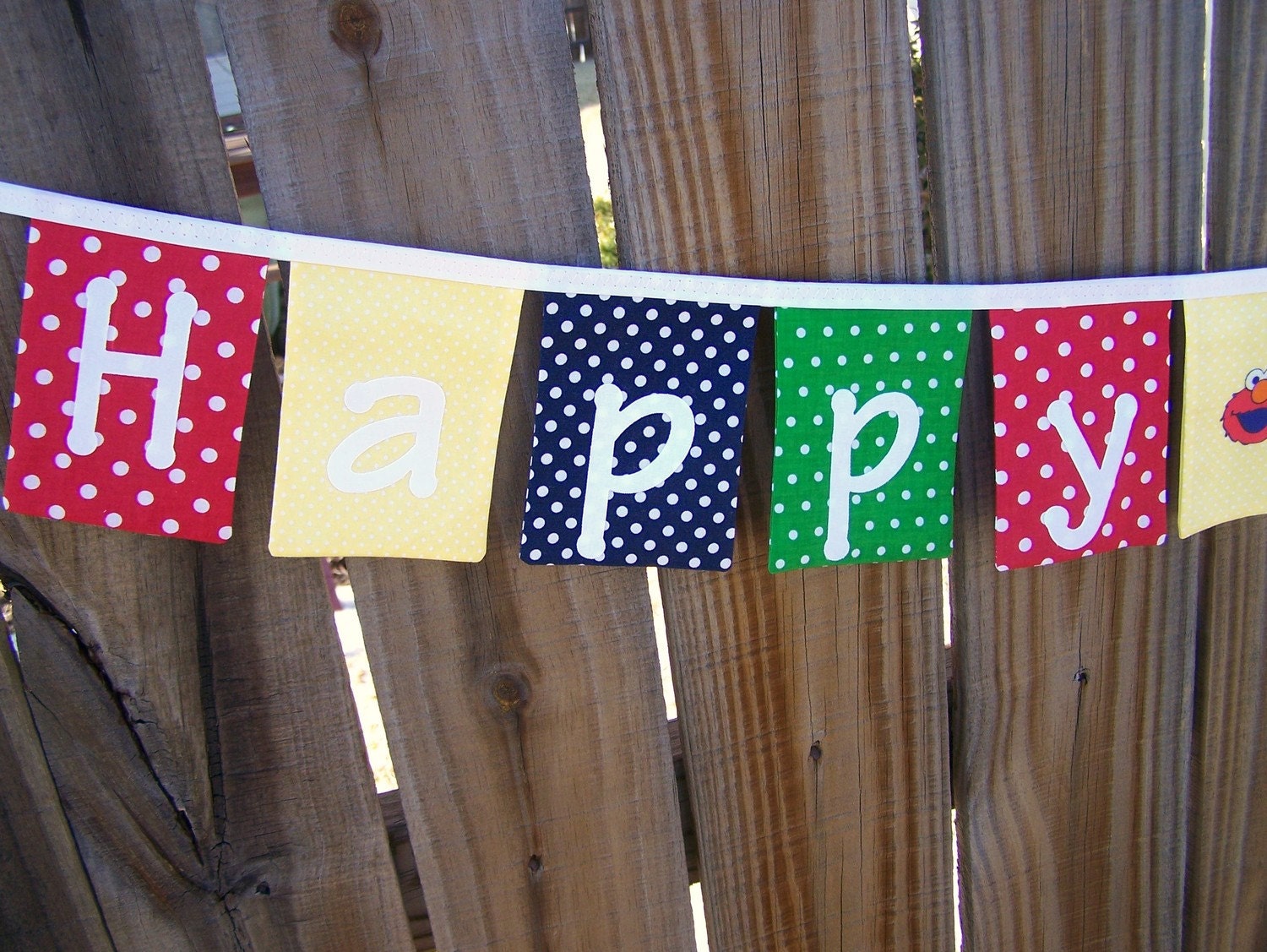 Happy Birthday Fabric Banner Primary Polka Dot