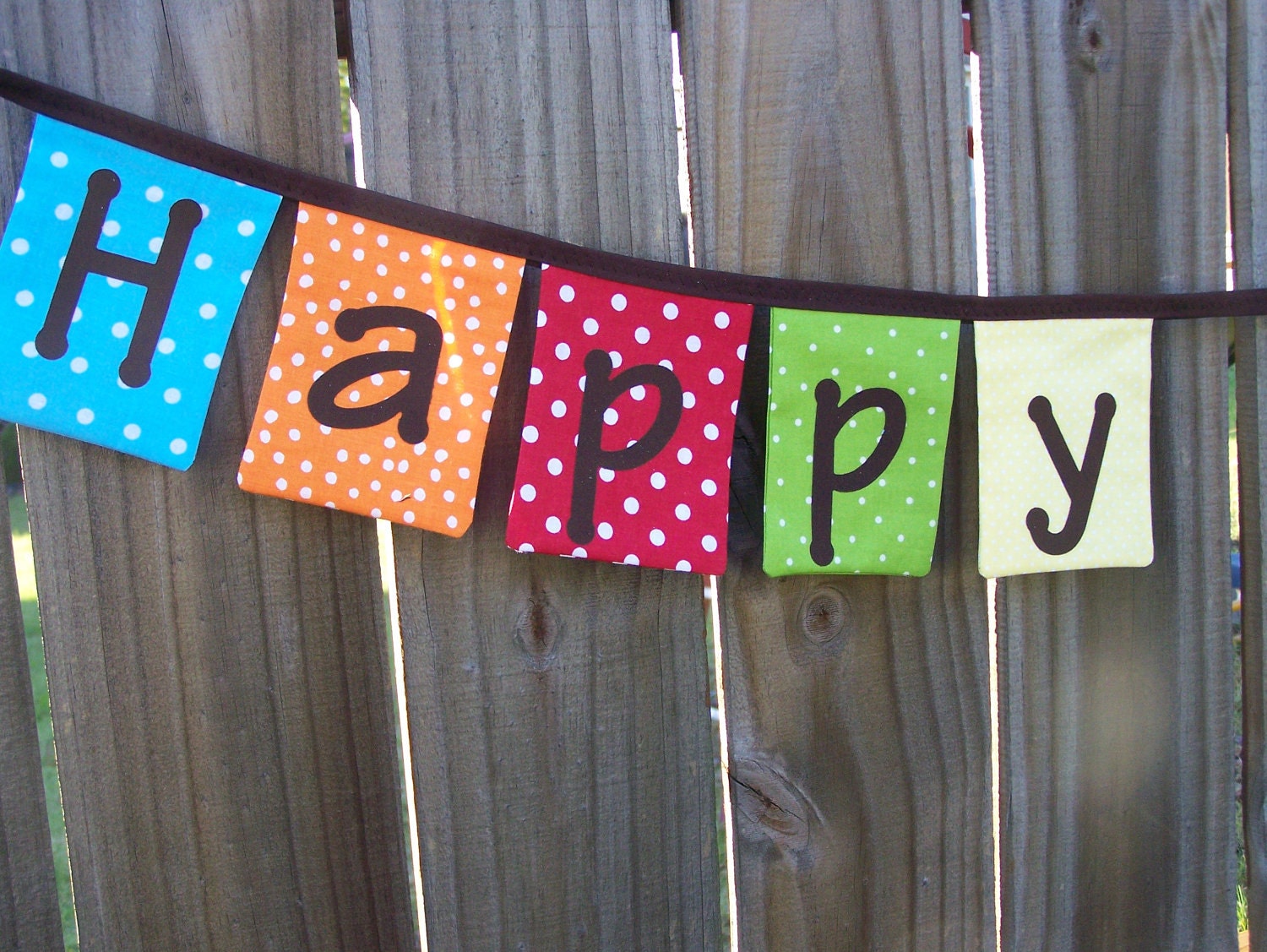 Happy Birthday Fabric Banner in Bright Primary Colors SALE